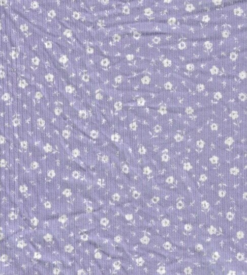 Yard Lavender Yummy Rib Ditsy Floral Print Knit Fabric Soft Stretch Comfortable 58/60